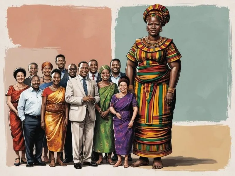 grup fotoğrafında dev Afrikalı kadın